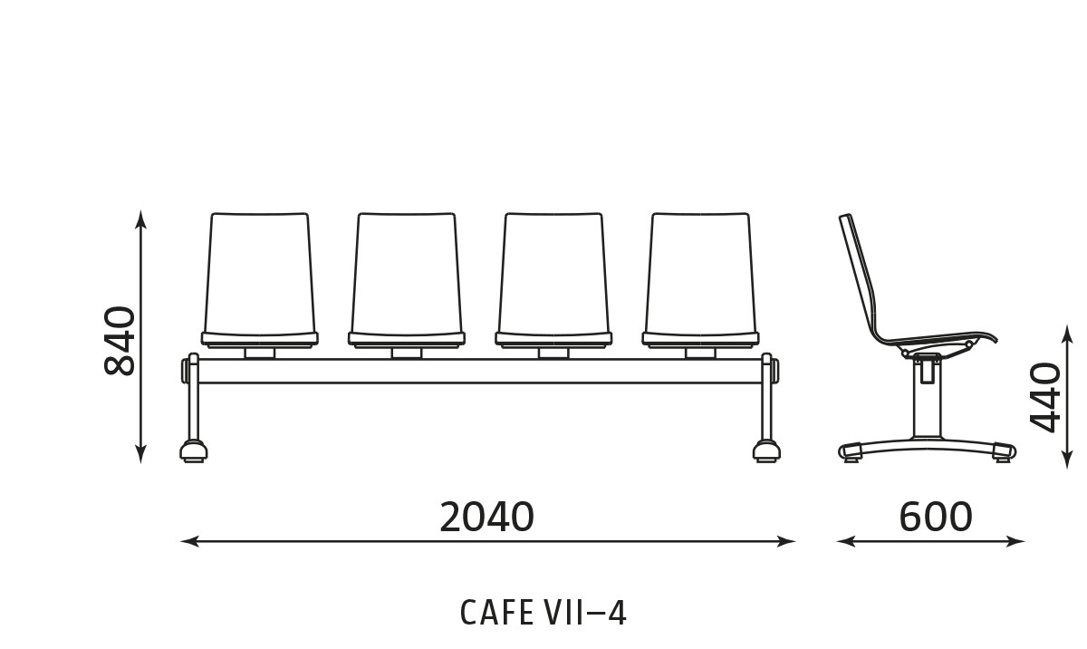 Wymiary ławki Cafe VII-4
